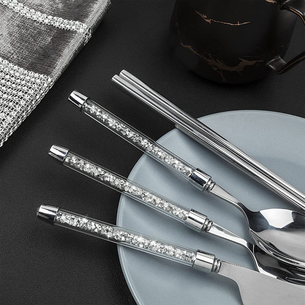 NEW Sparkling Bling Crystal Rhinestone Silverware Place Setting Dinner F… - Picture 5 of 7
